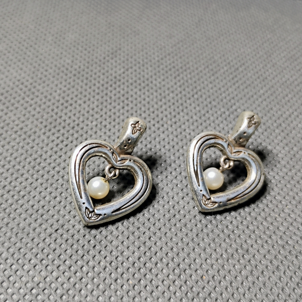 Brighton Heart Earrings with Faux Pearl Accent